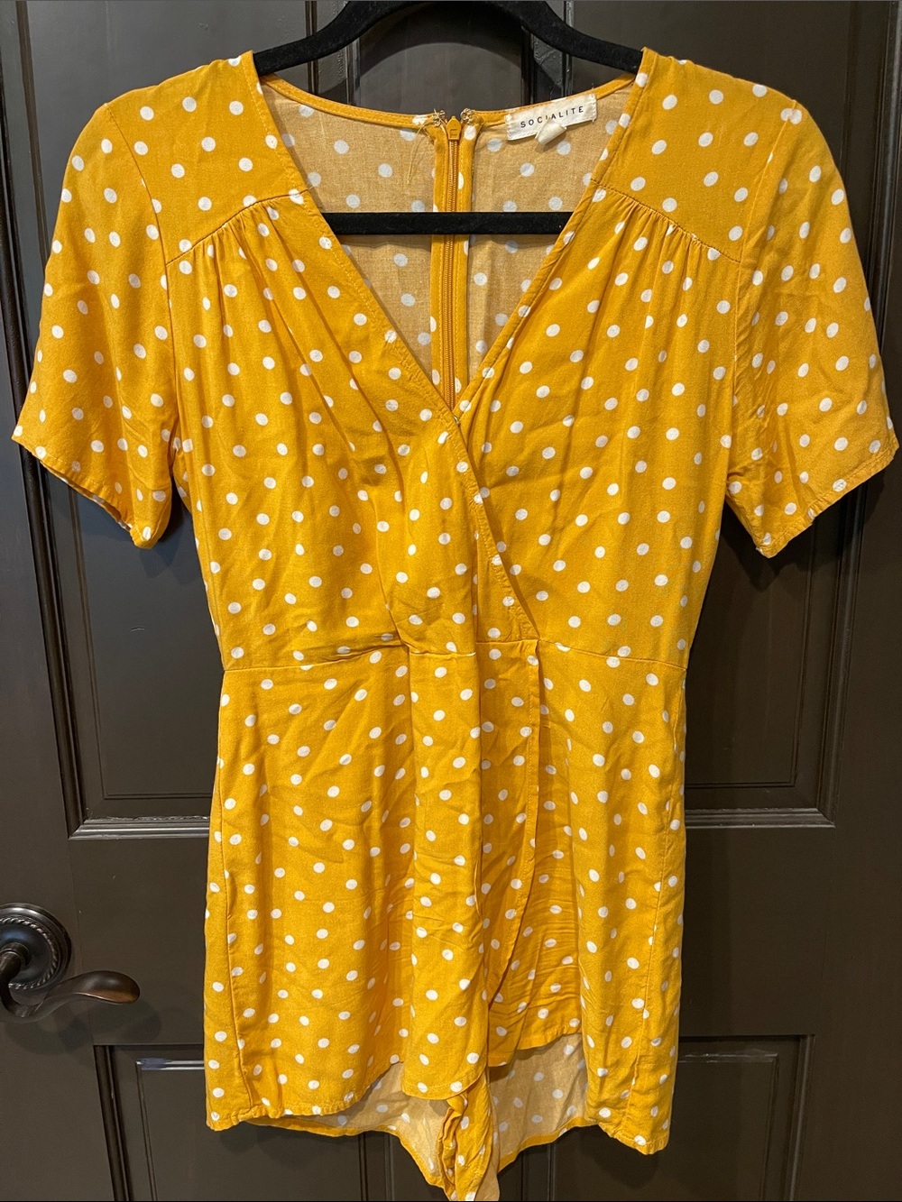 Socialite Mustard Yellow Polka Dot Shorts Romper